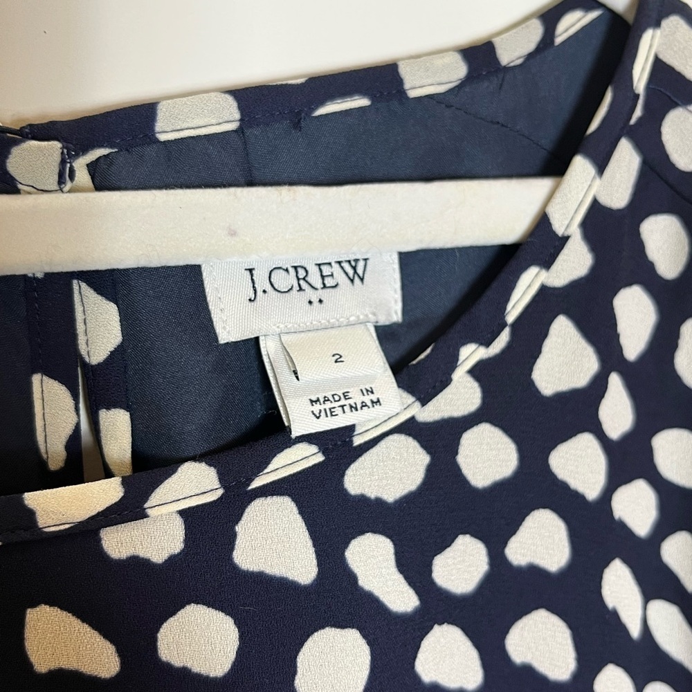 J. Crew Dress Midi Navy Spotted Long Sleeve Chiffon Sundress Party Women’s Sz 2 - Picture 7 of 9